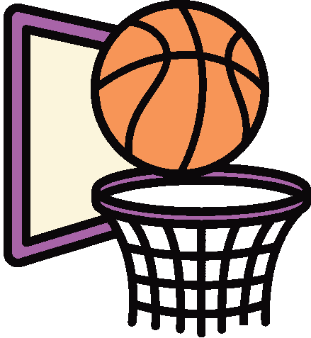 icon of basketball going into basketball hoop 